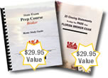 Broker state exam prep workbook, plus 25 practice closing statements workbook with answer book.